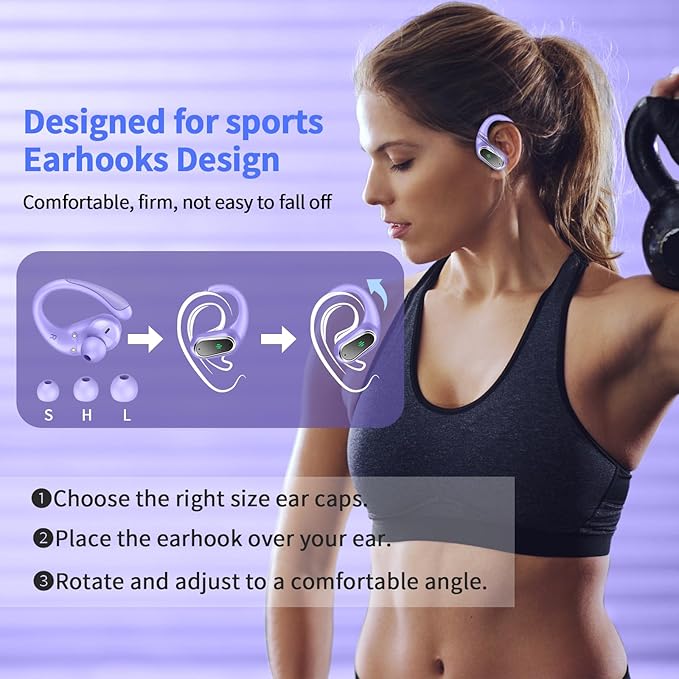 Wireless Earbuds, 2025 Bluetooth 5.4 Headphones Sport, Bluetooth Earbuds with ENC Noiss, Dual LED Display