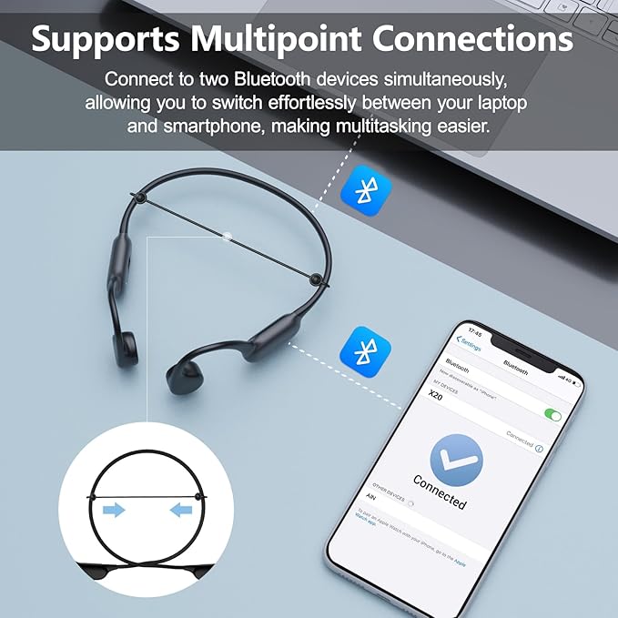 Swimming Headphones,Bone Conduction Headphones Bluetooth 5.4,IPX8 Waterproof,32G Memory Sports Headphone,Underwater Headphone with MP3-Player for Swim,Open Earphones for Swimming (Black X20)