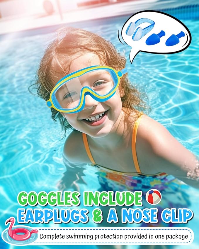 Rantizon Swim Goggles 2 Pack, Wide View Anti Fog&UV Swimming Goggles for Audlt, No Leaking Swim Glasses for Men Women Kids