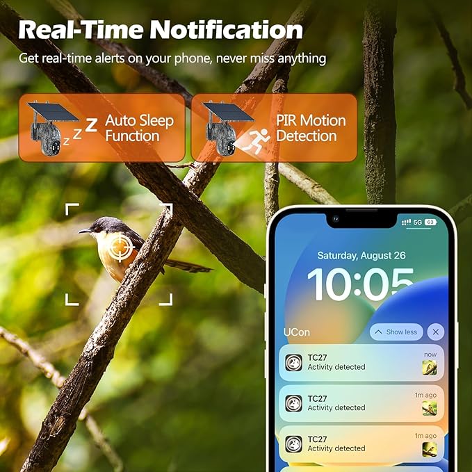 VOOPEAK Cellular Trail Camera, 2.5K Trail Cameras with Color Night Vision, Built-in SIM Card Live Streaming Pan 355° Tilt 90° Game Camera Solar Powered Motion Activated No WiFi Needed