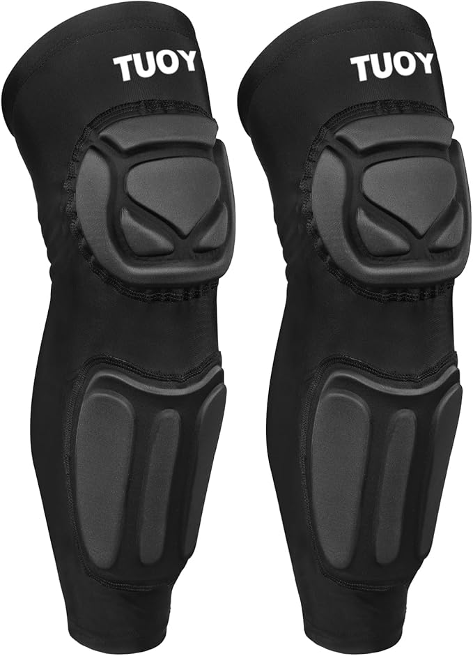 TUOY Knee Pad with Shin Guard Pads, Protective Shin/Knee Sleeve Support for Soccer, Football, Basketball, Wrestling, Volleyball (A Pair)