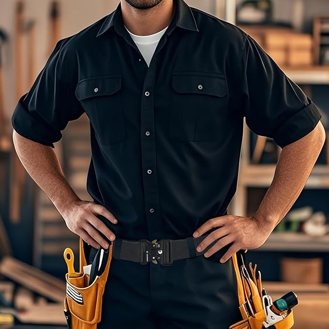 KingMoore Men's Tactical Belt Heavy Duty Webbing Belt Adjustable Military Style Nylon Belts with Metal Buckle