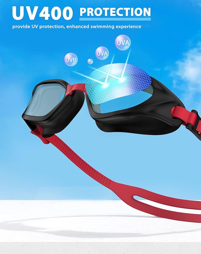 Swim Goggles, Unisex Adult Swimming Goggles Anti Fog Anti UV No Leakage Wide View for Men Women Youth