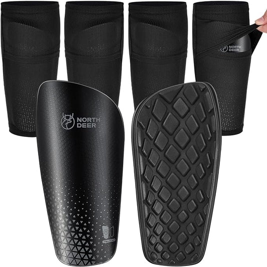 Northdeer Soccer Shin Guards for Kids Adults. Sleeves with Optimized Insert Pocket - Protective Soccer for Boys Girls Men
