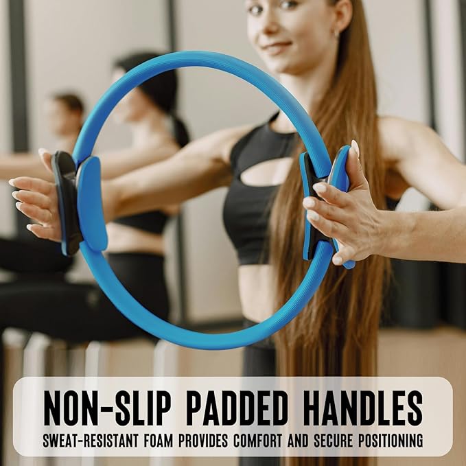 Pilates Ring Fitness Circle 14" Yoga Rings Magic Circle with Dual Padded Handles for Toning Arms, Thighs/Legs & Core，Home Exercise Equipment ﻿