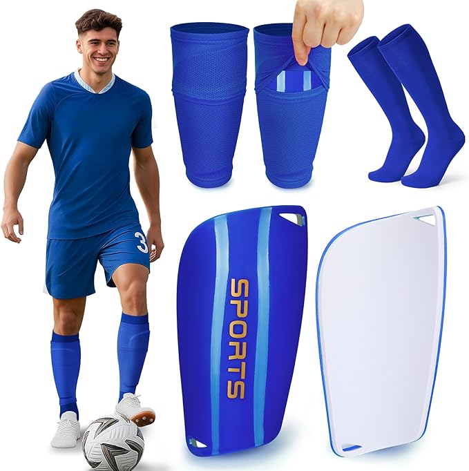 XZQTIVE Soccer Shin Guards with Shin Sleeves and Soccer Socks, Football Shin Pads Set for Kids Youth and Adult