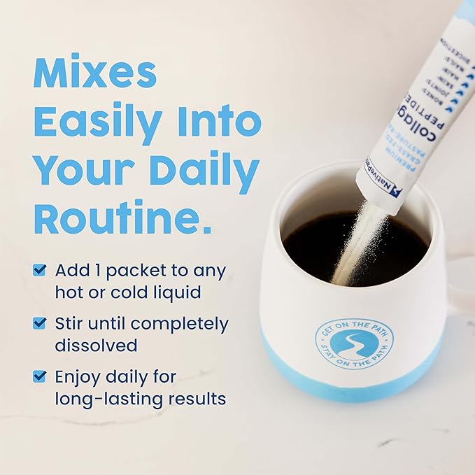 NativePath Collagen Peptides Protein Stick Packs - Hydrolyzed Type 1 & 3 Collagen Powder for Skin, Hair, Nails - 30 Servings