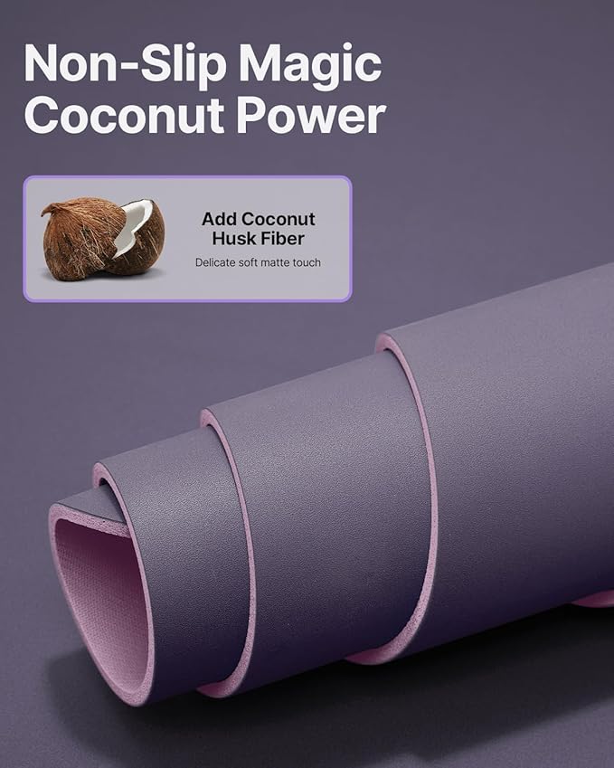 YOTTOY Yoga Mat,Non-Slip Hot Yoga Mat with Anti-Tear Design and Friendly Natural Rubber Mat with Strap and Bag