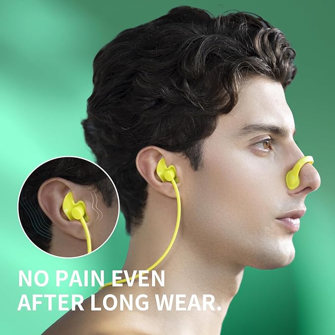 WATERTIME Waterproof Swimming Neckband Ear Plugs for Adults - Reusable Silicone Ear Plugs for Women & Men, Keep Ear Water Out for Swimming, Showering, Water Sports (Pink, One Size)