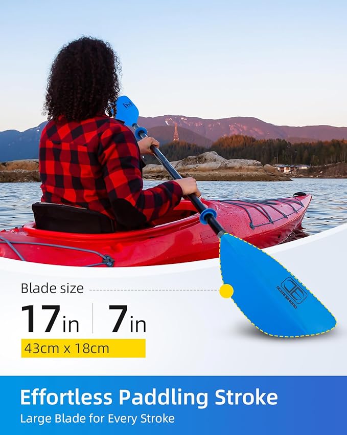 OCEANBROAD Kayak Paddle 86in/218cm, 90.5in/230cm Alloy Shaft 2-Piece Floatable Kayak Oar for Kayaking Canoeing Boating