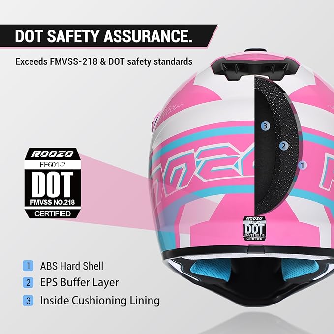 Youth Dirt Bike Helmet DOT Certified - Full Face Motorcycle Helmet for Off-Road, ATV, Street Riding, Includes Adjustable Goggles & Protective Gloves