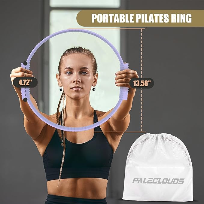 Pilates Ring Set, Pilates Essential Kit with Pilates Ring and Ball, 2.2lb *2 Ergonomic 7-Shaped Dumbbells, Portable Bag & Training Poster, at Home Workouts Pilates Sets for Women