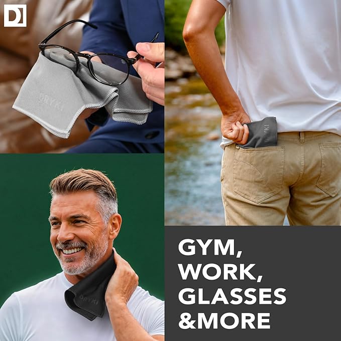 Pocket-Sized Sweat Towels - The Original Sweat Absorbing Handkerchiefs - Quick-Dry Microfiber Sweat Rags for Face, Hands, & Body - Men & Women - Gym, Sports, and Work (Dark Grey: 5 Pack)