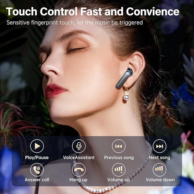 A10 Pro Wireless Earbuds, Bluetooth 5.3 Headphones HiFi Stereo 50H Playback LED Digital Display Ear Buds with ENC Noise Canceling Headset, IPX7 Waterproof Earphones for Gym/Running/Work