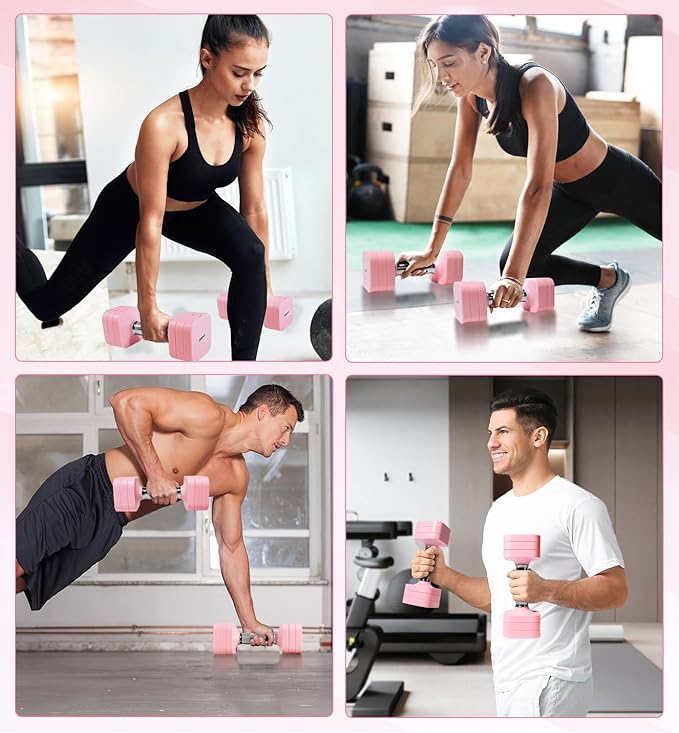 15LB 20LB 50LB Adjustable Dumbbell Set Free Weights Dumbbells Set for Women Men Hand Weights Sets Adjust Dumbbell Weight Sets for Home Gym Exercise Workout Strength Training Equipments