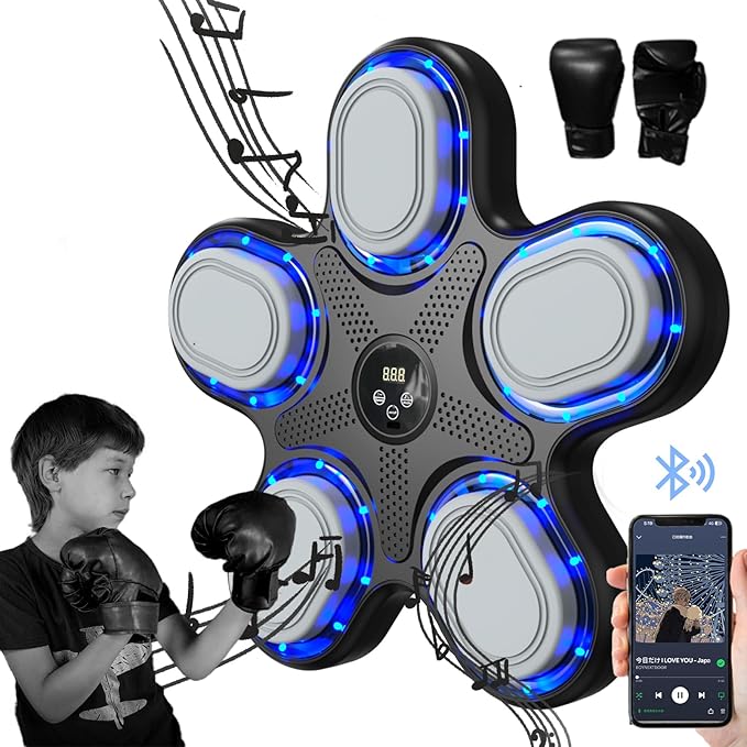 Music Boxing Machine with Boxing Gloves,Trainer, Electronic Boxing Target Workout Punching Equipment for Home, Indoor,Boxing Workout for Kids,Student Boxing Workout