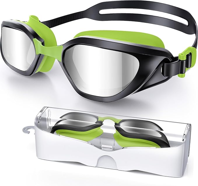 Swim Goggles, Unisex Adult Swimming Goggles Anti Fog Anti UV No Leakage Wide View for Men Women Youth