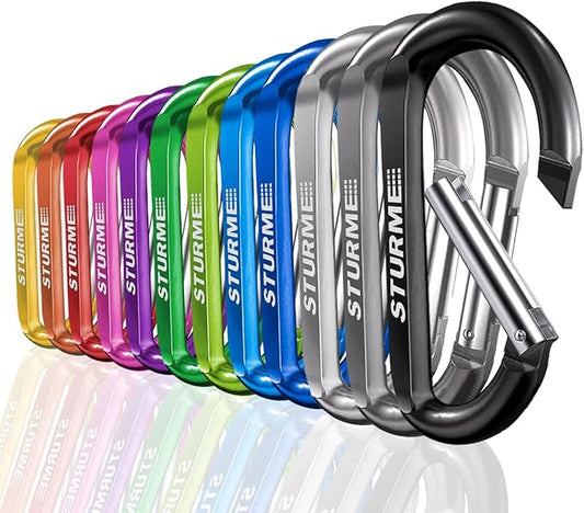 STURME 12pcs Carabiner Clip 3" Small Durable Carabiner Keychain Carabeaner Hooks