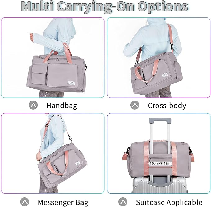 FIORETTO Women's Gym Duffle Bag with Shoes Compartment, 37L Capacity, Ideal for Travel, Gym, Sports, Duffel, Weekender