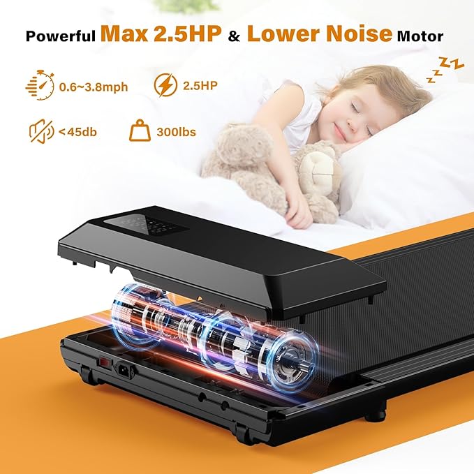 SupeRun Walking Pad, Under Desk Treadmill, 3 in 1 Portable Treadmill with Remote Control LED Display, 2.5 HP Quiet Walking Jogging Machine for Office Home Use, 300 Lbs Capacity
