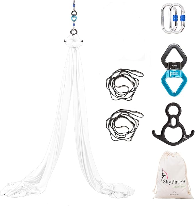 Aerial Silks Yoga Swing Set - 9/11 Yards Aerial Yoga Hammock Kit Anti-Gravity Flying for Fitness, Low/Non Stretch Nylon Tricot Fabric Hardware Included for Dance