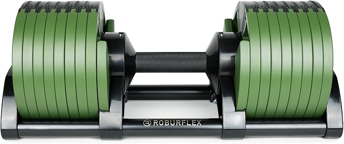 Adjustable Dumbbell (Single) by ROBURFLEX for Workout Strength Training Fitness Home Gym