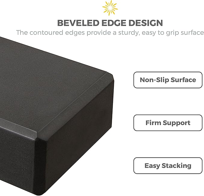 Sunshine Yoga 3" Yoga Block, 10 Pack Bulk EVA Foam Yoga Blocks, Firm and Supportive Yoga Brick, Balance Foam for Stretching, Pilates, and Workout, 3" x 6" x 9"
