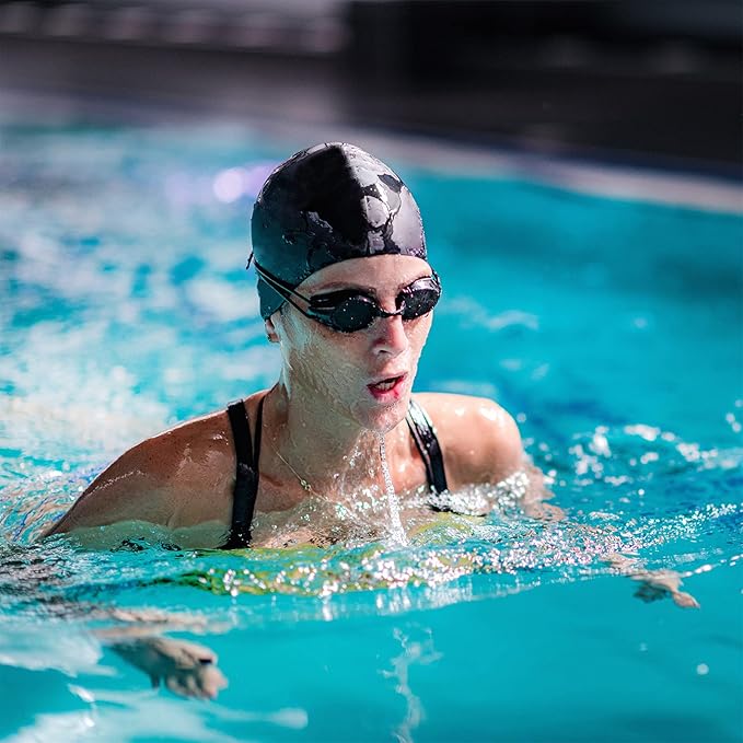 Syhood 6 Pieces Unisex Adult Silicone Swim Cap Waterproof Swimming Hat Non Slip Pool Hat Elastic Silicone Cap for Long and Short Hair