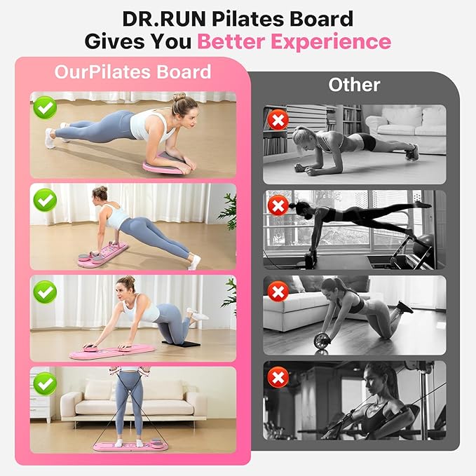 Pilates Board, Pilates Reformer Set, 7 in 1 Multifunctional Pilates Reformer Machine with Timer, Portable Foldable Pilates Board for Home Workout, Pilates Kit with Storage Bag