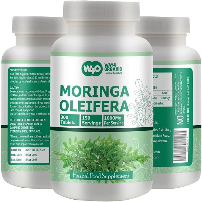 Moringa Leaf Powder Capsules (Tablets) - 300 Pills, 150 Servings, 1000 mg (2 Pack)