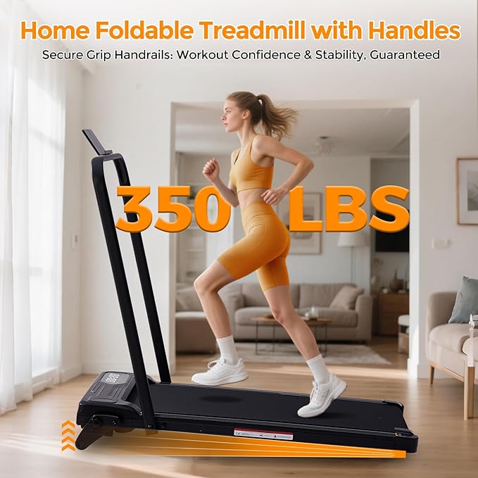 Walking Pad Treadmill with Handle Bar & Adjustable Incline, 0.6-7.6MPH Portable Small Treadmills for Home Small Spaces, 350LBS Compact Under The Desk Treadmill with Handles, 3.5HP Electric Treadmills