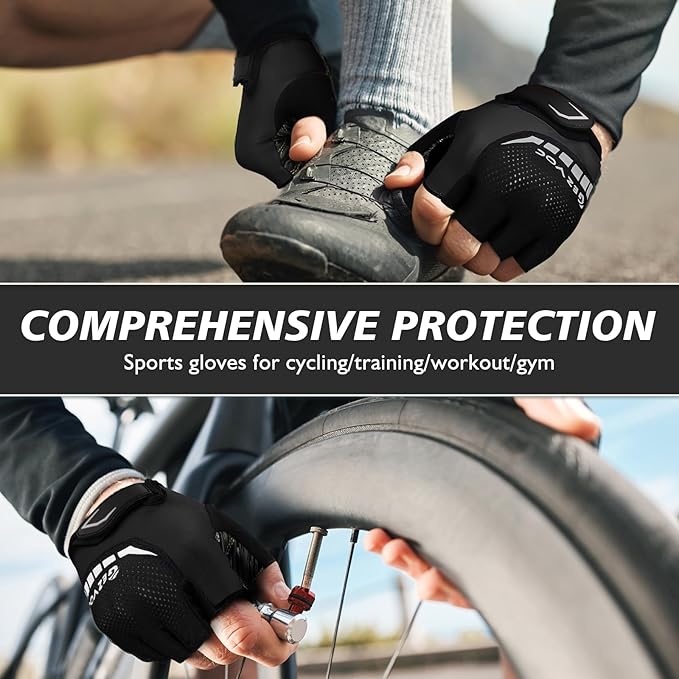 Cycling Gloves with Shock-Absorbing Pad, Extra Grip, Flexible Fit, Light Weight, Breathable for Men and Women Mountain Biking