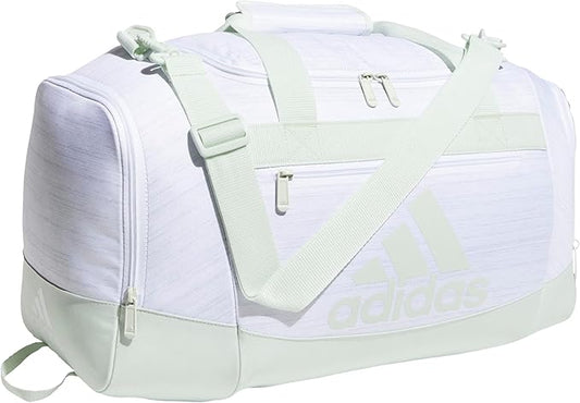 adidas Unisex Defender 4.0 Gym Duffel Bag for Men and Women, Two Tone White-Clear Onix/Linen Green, Small (38L)