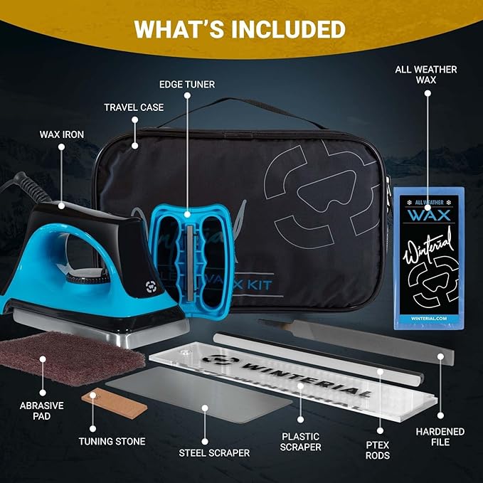 Winterial Snowboard and Ski Tuning Kit, with Iron, All-Temp Snowboard Wax, Angled Edge Tuner File