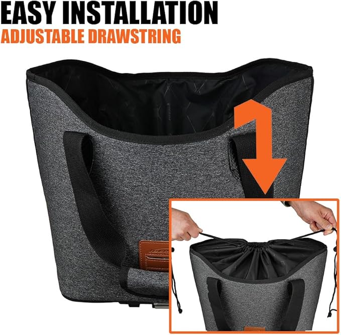 Ibera Bike Bag MIK Shopping Bag 17L - Clip-On bike Bags For Bicycles for Groceries up to 22 lbs (10 kg) - Reusable, Reinforced & Weather-Resistant - Durable Bike Rack bag ONLY FOR MIK RACKS