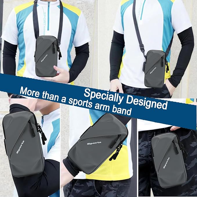 Cell Phone Armbands Running Phone Holder Armband, Shoulder Holster Phone Purse Crossbody Bag Pouch (Gray)