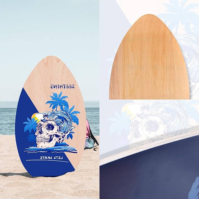 seething 35 Inch Skimboard with High Gloss Coat Wood Skim Board for Beginners,Kids, Teenagers, Adults and All Skimming