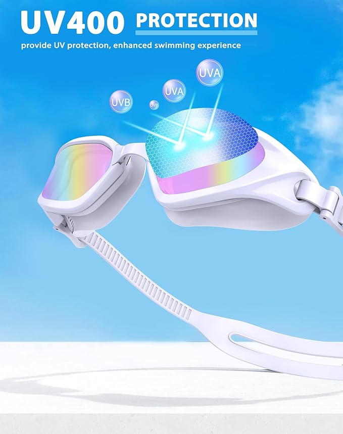 Swim Goggles, Unisex Adult Swimming Goggles Anti Fog Anti UV No Leakage Wide View for Men Women Youth