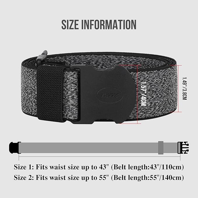 WHIPPY Mens Elastic Stretch Belt Unisex Adventure Web Belt for Women Men with Non-Metal Buckle Adjustable Belts