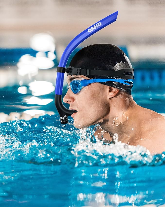 OMID SN1 Snorkel for Adult Youth, Diving Snorkel with One-Way Purge Valve, Food-Grade Silicone Mouthpiece