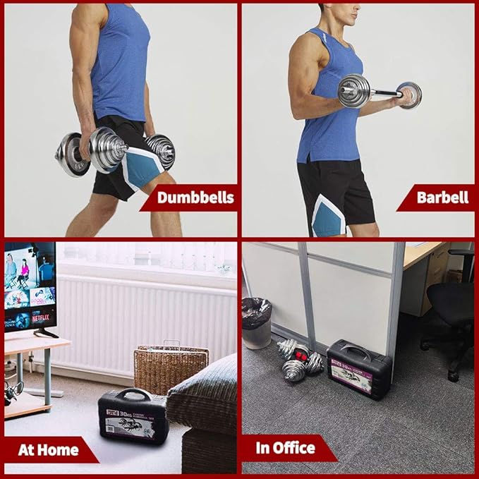 Adjustable Dumbbell Set With 3 in 1 Dumbbell Barbell Metal Connecting Rod, Chromed Weights, Hardcover Gift Box, Adjustable Weight Sets up to 44lbs/66lbs/110lbs, Home Gym Exercise Training Equipment