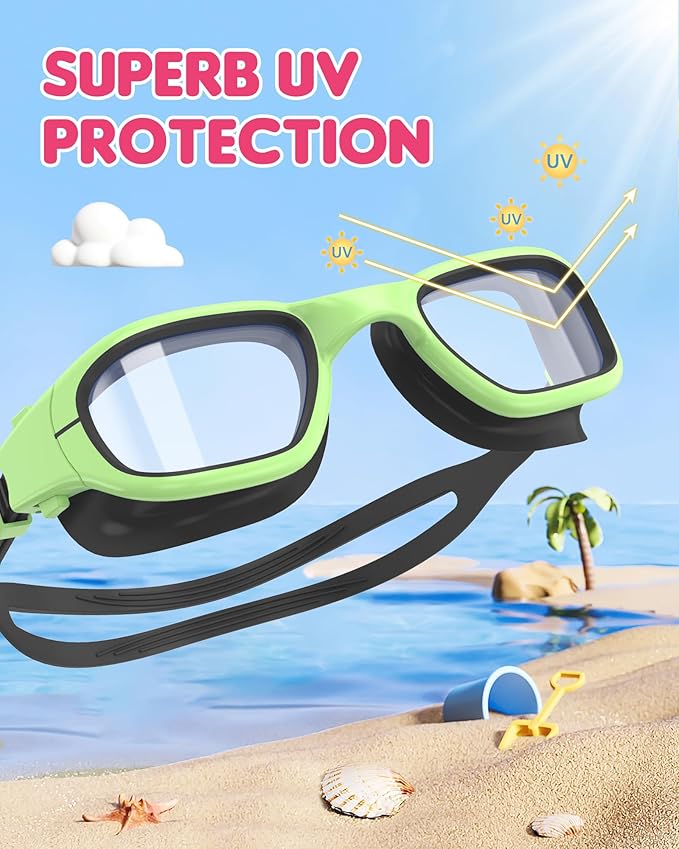 Kids Swim Goggles,Swimming Goggles for Kids 6-14, Anti-Fog UV Protection Pool Glasses for Boys Girls