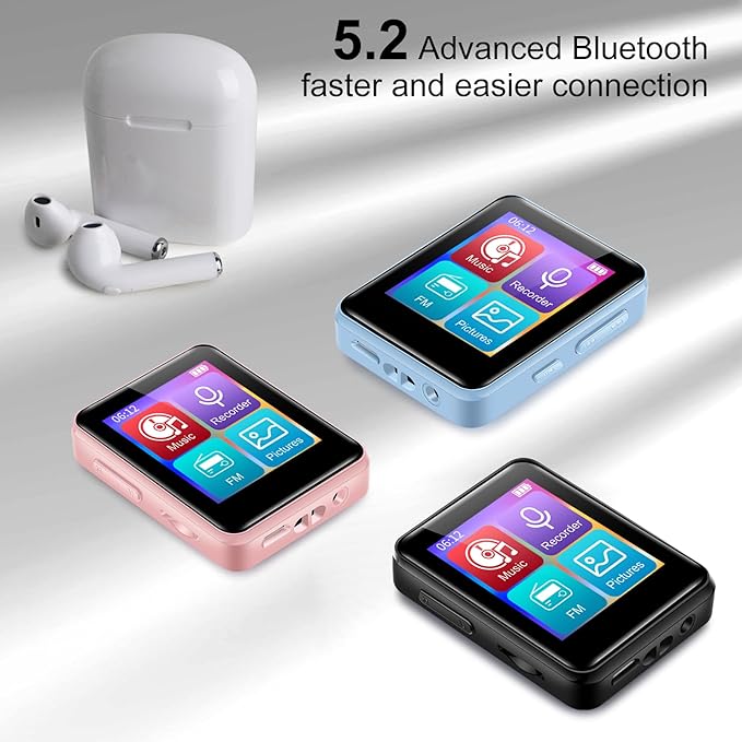 MP3 Music Player 32GB with Bluetooth, Portable Mini Music Player with 1.8 inch Screen, Speakers, FM Radio, Recorder, Up to 512GB, Black