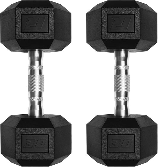 RitFit 5-650 LBS PVC Encased Hex Dumbbell Sets with Optional Rack for Home Gym, Hand weight with Chrome Handle for Strength Training, Workouts