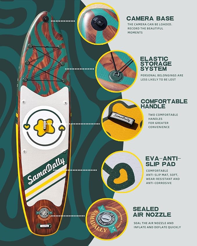 11'Stand Up Paddle Boards Surf Control with Premium SUP Board Accessories Backpack & Removable Fins, 34" Wide Inflatable Paddle Boards of All Skill Levels