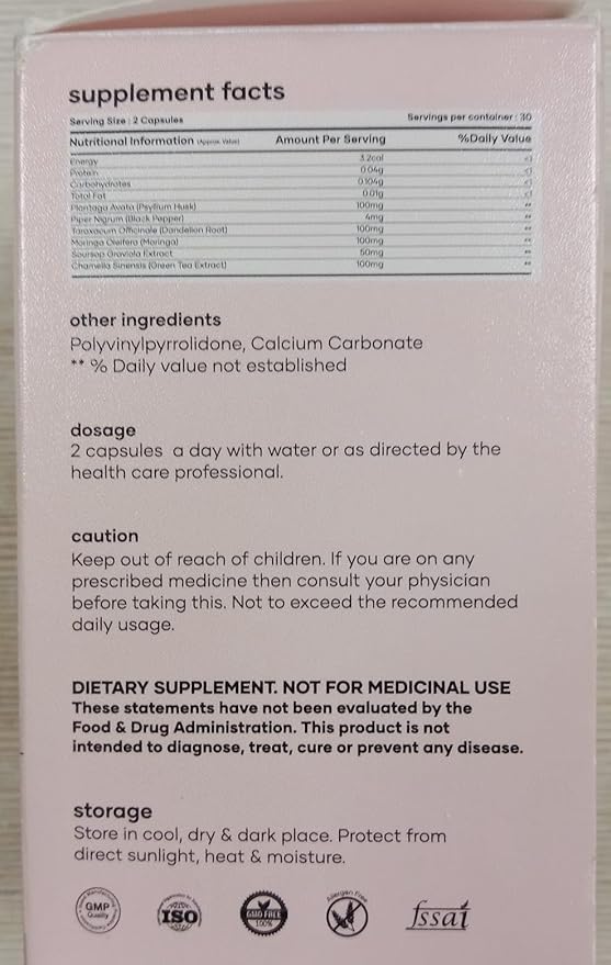 Mars Fat Burn Capsules with Psyllium Husk, Moringa & Dandelion Root – Herbal Blend for Active Routine (Pack of 2)