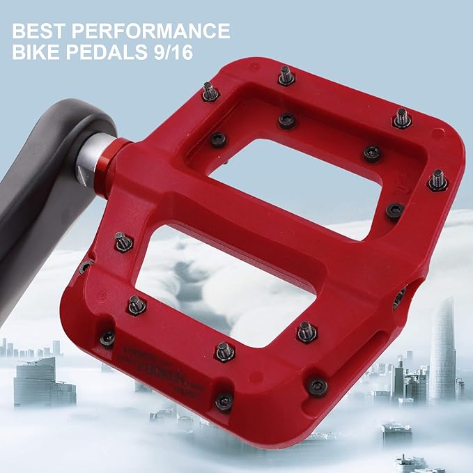 FOOKER MTB Pedals Mountain Bike Pedals 3 Bearing Non-Slip Lightweight Nylon Fiber Bicycle Platform Pedals for BMX MTB 9/16"