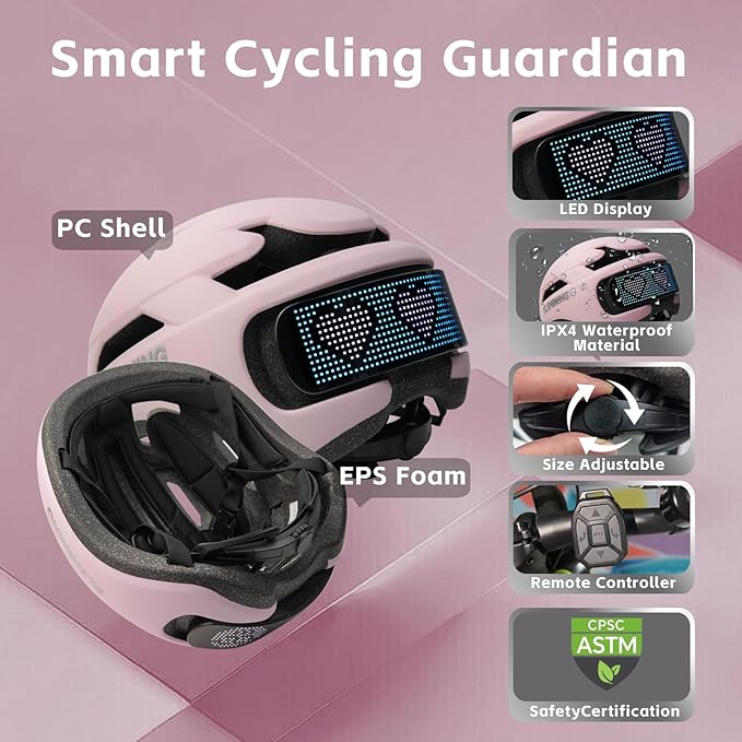 Smart Bike Helmet with Light: Bicycle Helmets for Adult Teens for Mountain & Road Cycling Electric Scooter Skateboard Skating