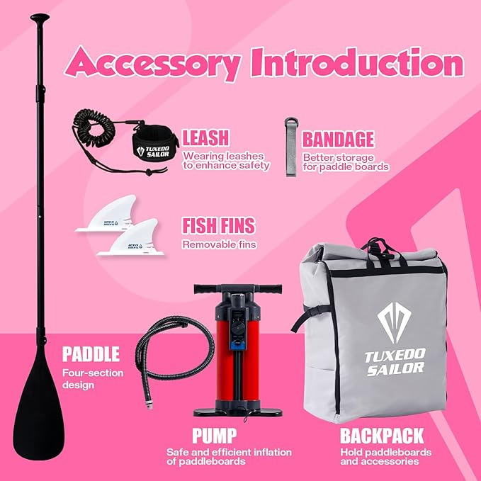 Tuxedo Sailor Kids Inflatable Paddle Board Lightweight and Safe Fishing Stand Up Paddle Board for Adults with Accessories