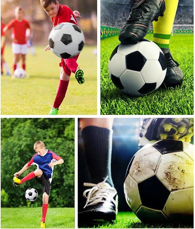 6 Pack Classic Soccer Balls Size 5 With Pump and Net Bag - Training and Practice for Kids and Adults, Indoor and Outdoor Competition